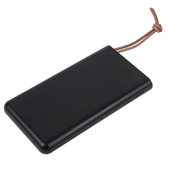 Универсальное зарядное устройство STRAP (10000mAh), черный с коричневым, 6,9х13,2х1,5 см, пластик