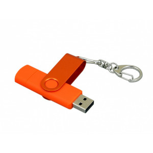 Флешка с поворотным механизмом, c дополнительным разъемом Micro USB, 32 Гб, оранжевый