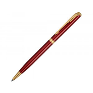 Ручка шариковая тонкая Parker модель SON13 SLM RED GT BP FBLK GB, красный/золотистый