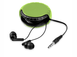 Наушники "Windi" с чехлом для провода, зеленый/черный