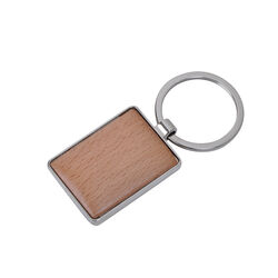 Брелок "Woody" прямоугольный, 3х4х0,5см, дерево, металл