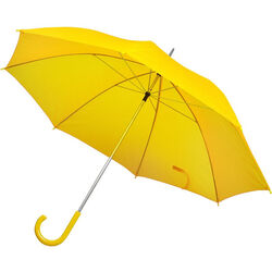 Зонт-трость с пластиковой ручкой, механический; желтый; D=103 см; нейлон; шелкография
