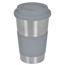 Термокружка  "Утро"; 350 мл;  серый,  металл/силикон; лазерная гравировка