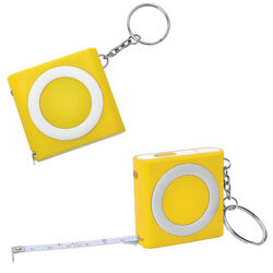Брелок-рулетка (1м) с фонариком; желтая, 5х5х1,2см, пластик