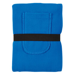 Плед "Уютный" с карманами для ног; синий, 130x150 см; флис 260 гр/м2; 