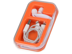 Наушники "Марсель" с набором переходников, оранжевый