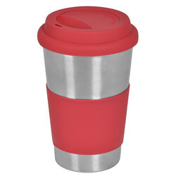 Термокружка "Утро"; 350 мл;  красный, металл/силикон; лазерная гравировка