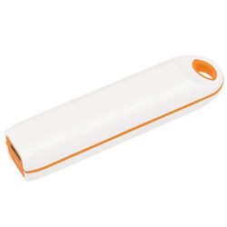 Универсальное зарядное устройство "Timber" (2000mAh),белый с оранжевым, 11х2,1х2,4 см,пластик