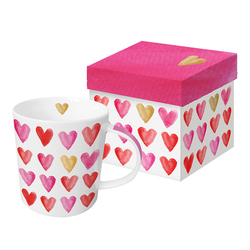 Кружка в подарочной упаковке aquarell hearts 350 мл с настоящим золотом