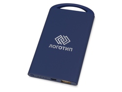 Портативное зарядное устройство "Shine" с зеркальной гравировкой, 4000 mAh, синий